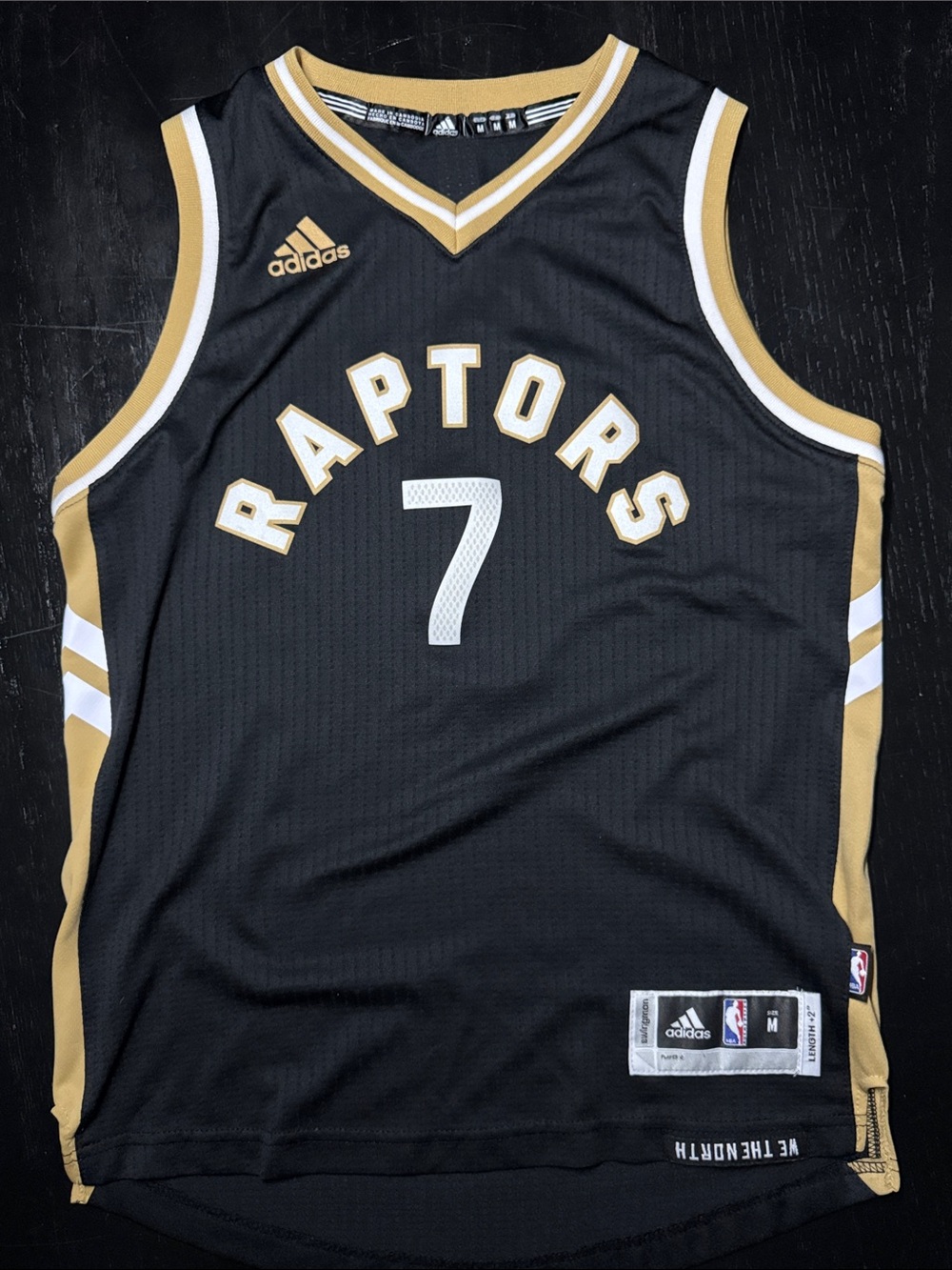 adidas Black and Gold Raptors #7 Kids Jersey